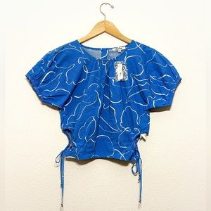 Embroidered Poplin Puff-Sleeve Cutout Crop Top from Madewell - MSRP $88 - NWT